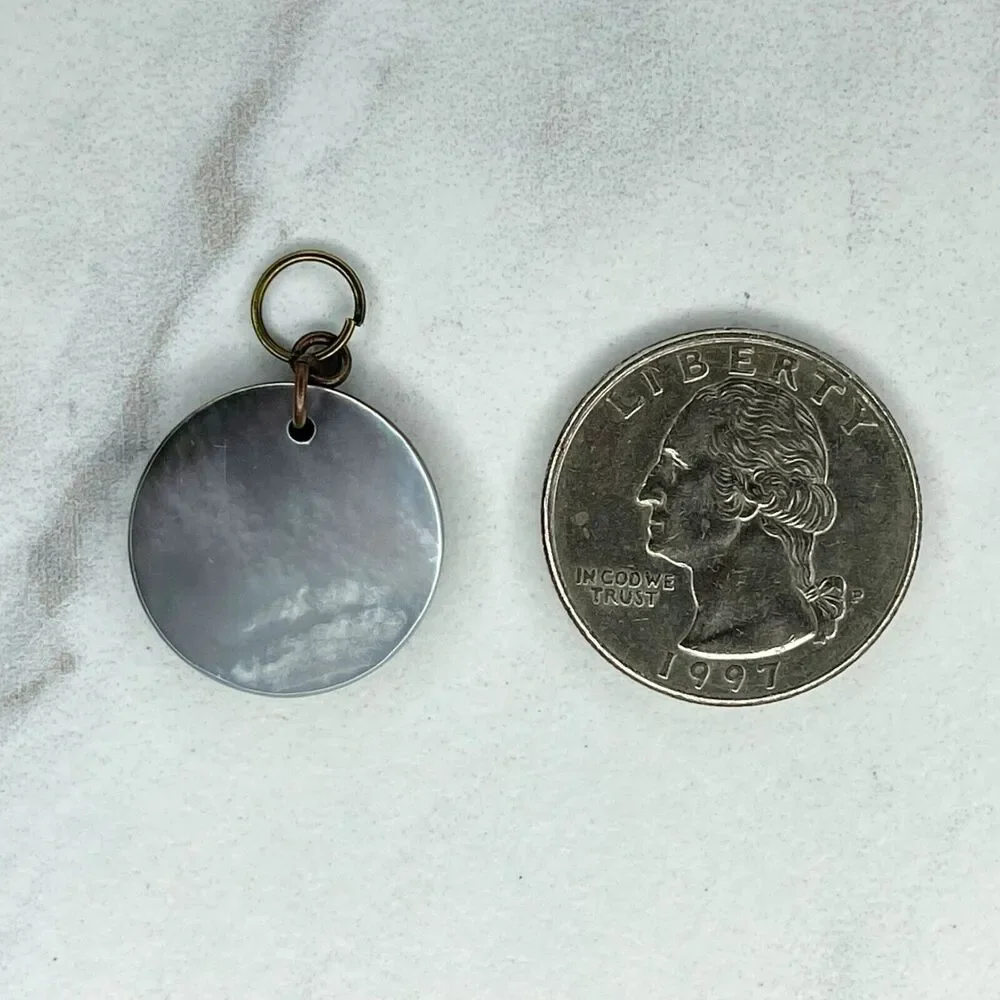 Hammered Metal Abalone Shell Upcycled Pendant Charm
